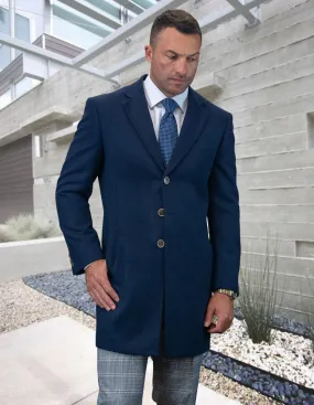 100% Wool Single Jacket Over Coat | WJ-100| Navy