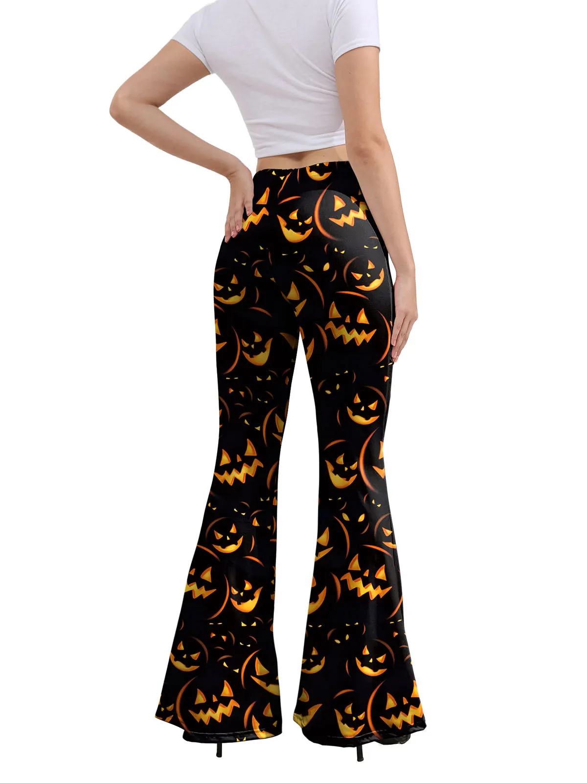 1960s Halloween Pumpkin Ghost Flare Pants