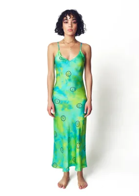 Acid Trip Silk Slip Midi Dress