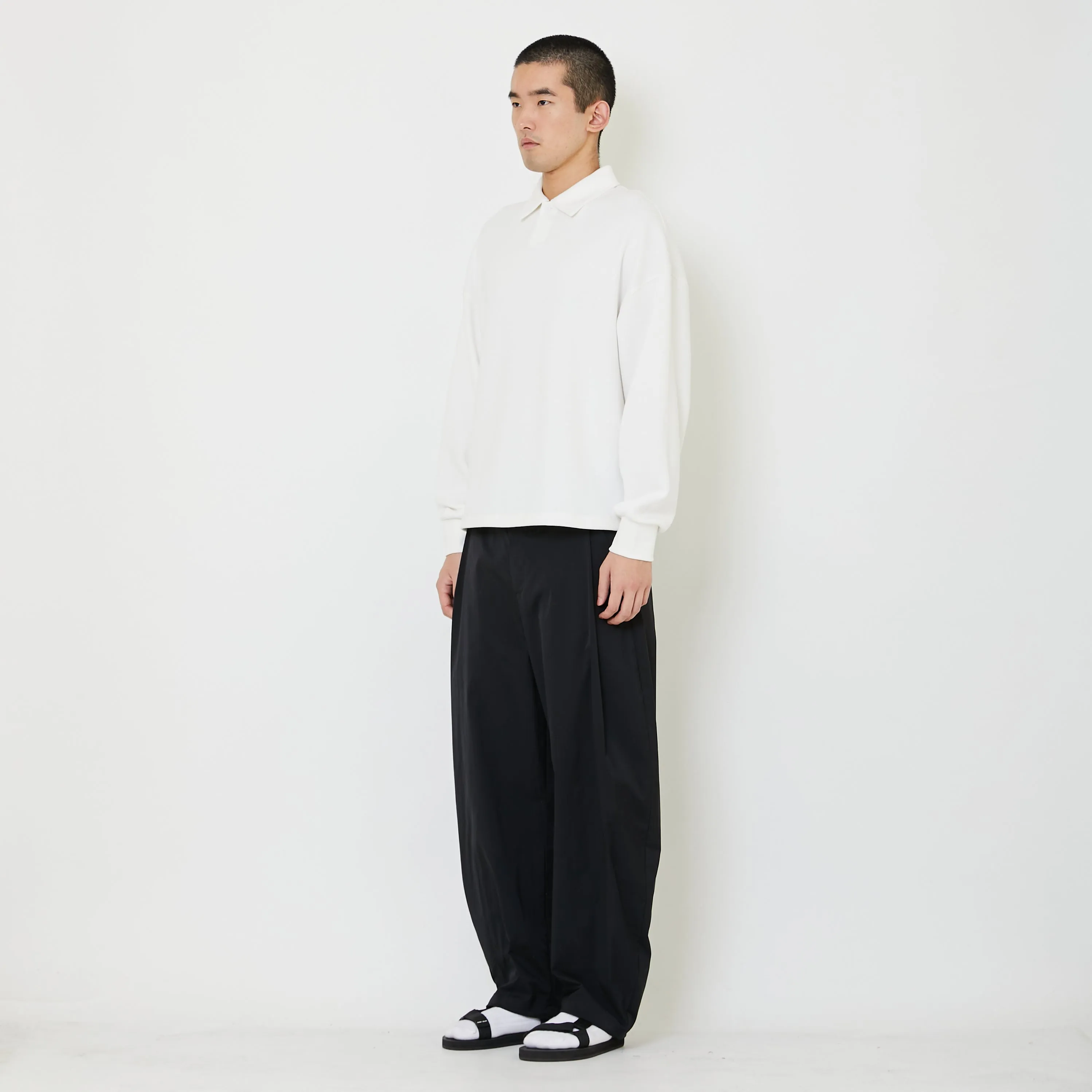 Adult Genderless Cropped Polo Sweater - Off White - SU2408002A