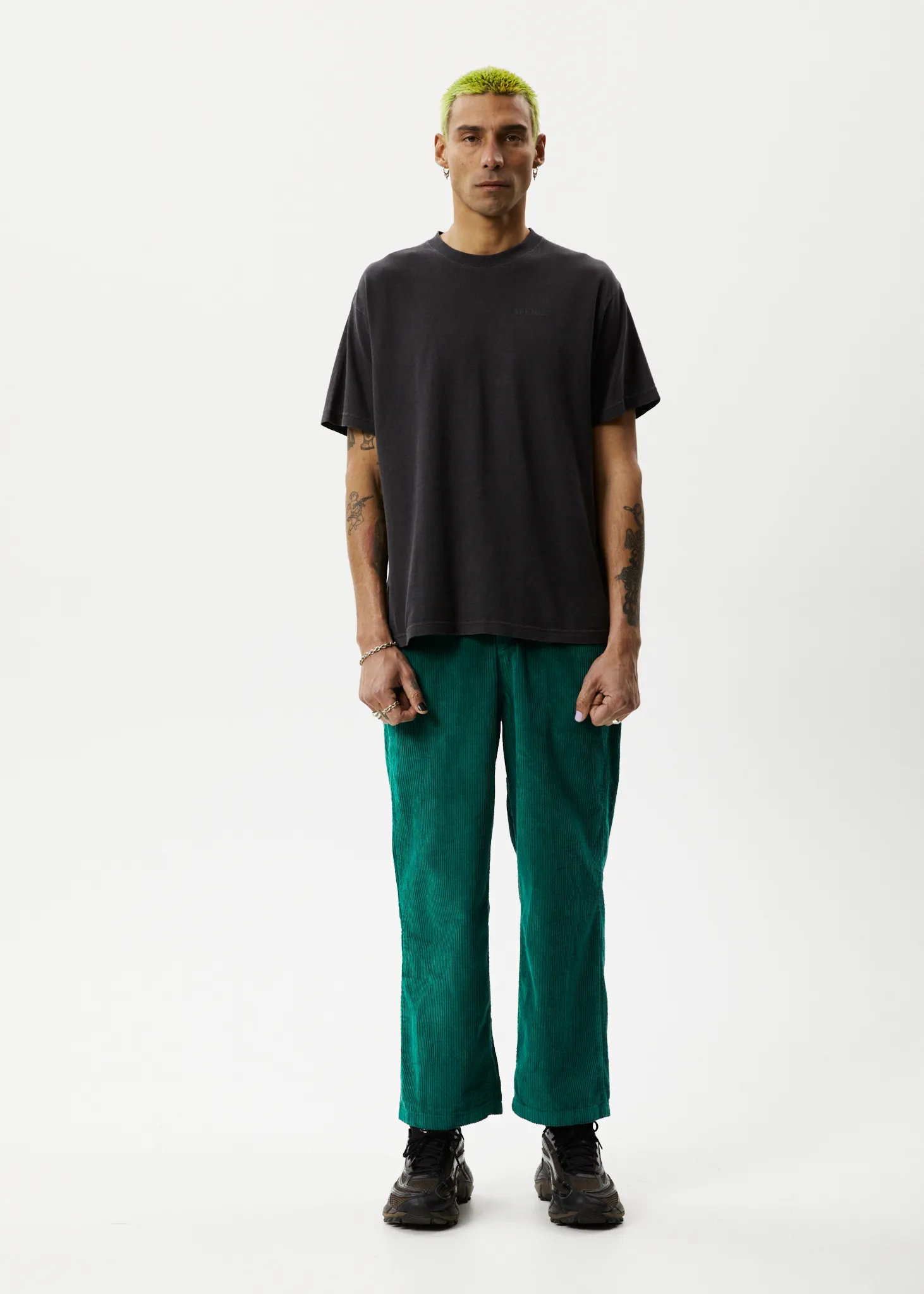 AFENDS Mens Pablo Union - Corduroy Baggy Pants - Emerald