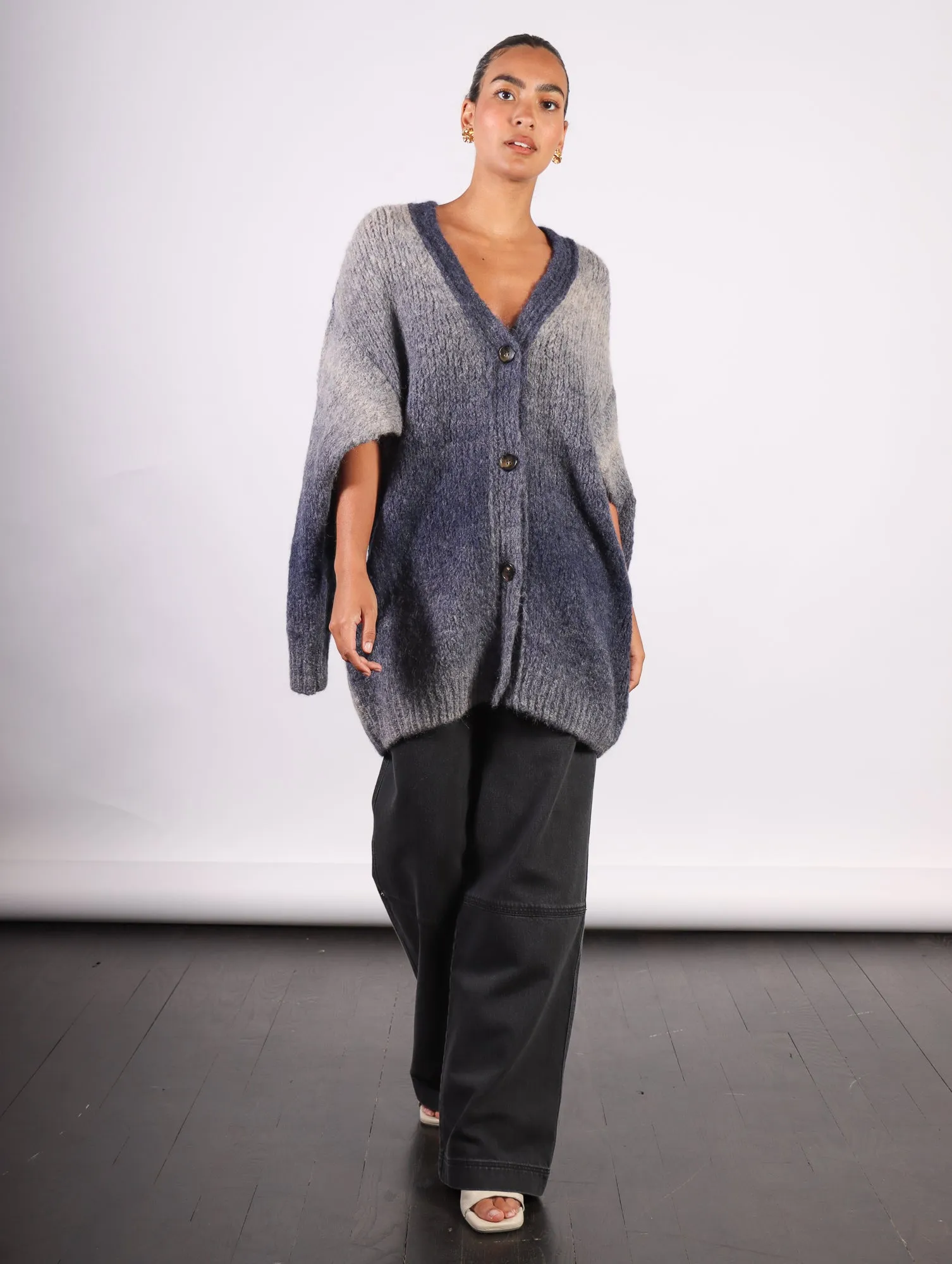 Alai Knitted Cardigan in Utility Blue by Rodebjer