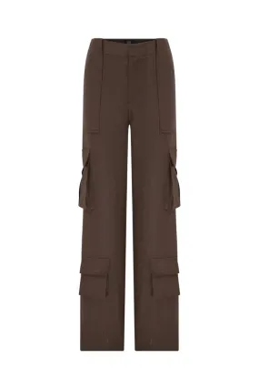 ALISON DARK BROWN LINEN CARGO PANTS