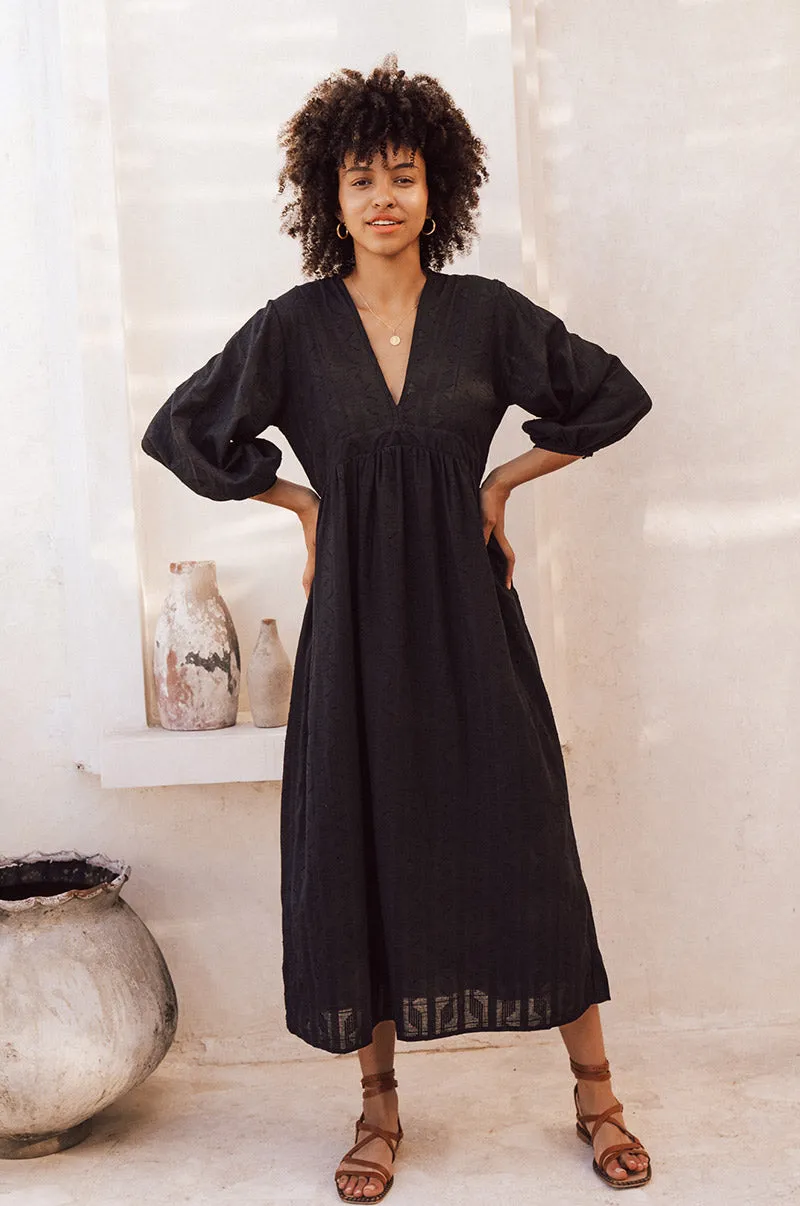 ALMA Midi Dress - black cotton