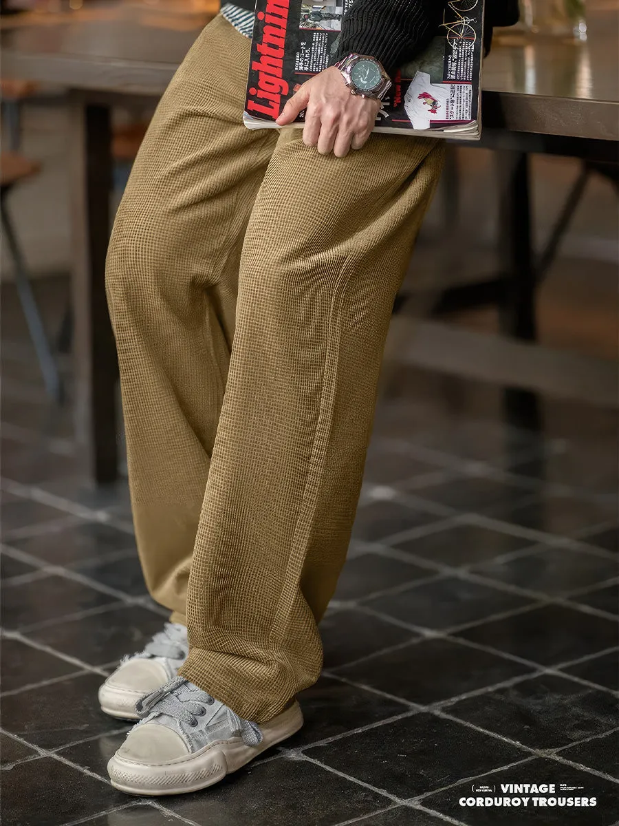 American Retro Corn Kernel Corduroy Casual Pants