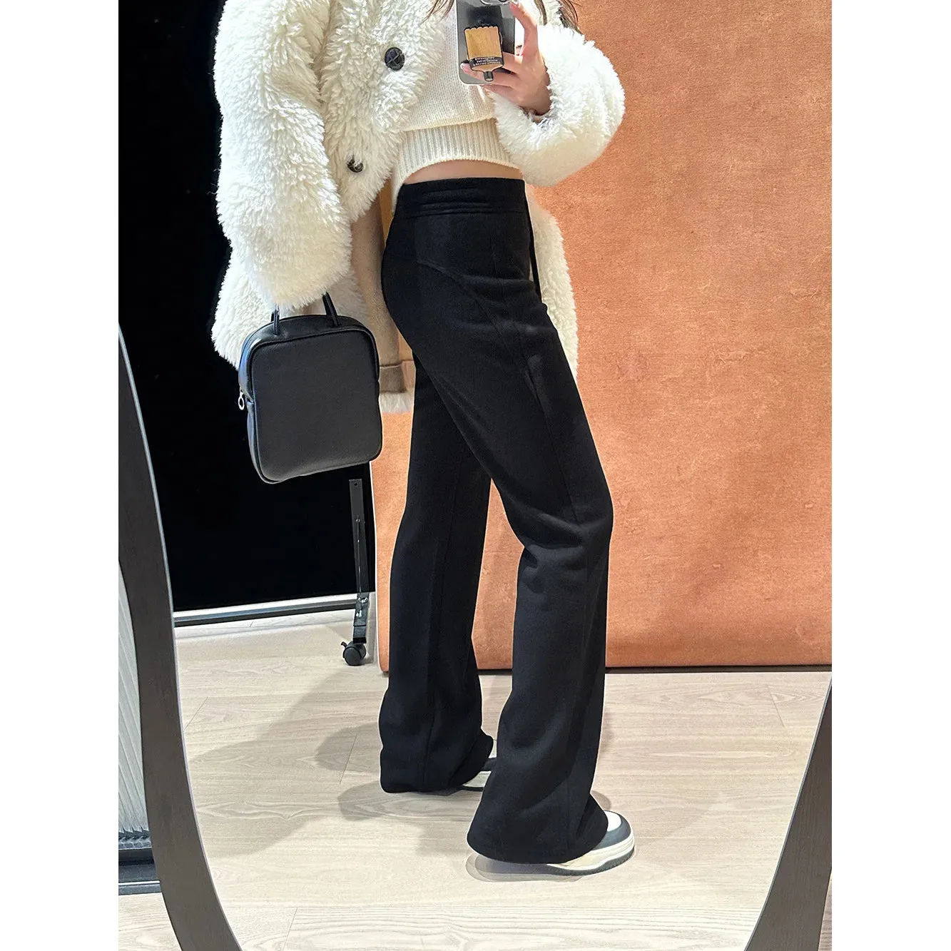 Amozae-Autumn Casual Outfits Amozae-Zichuan-Soft Glutinous Composite Slim Fit Micro Flared Pants for Women, Low Waist, High Elasticity Base, Slimming Tool