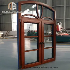 Arched Thermal Break Aluminum Window with Wood Cladding From Inside, Casement French Window with Grill Design - China Wood Window Design, Arch Windows