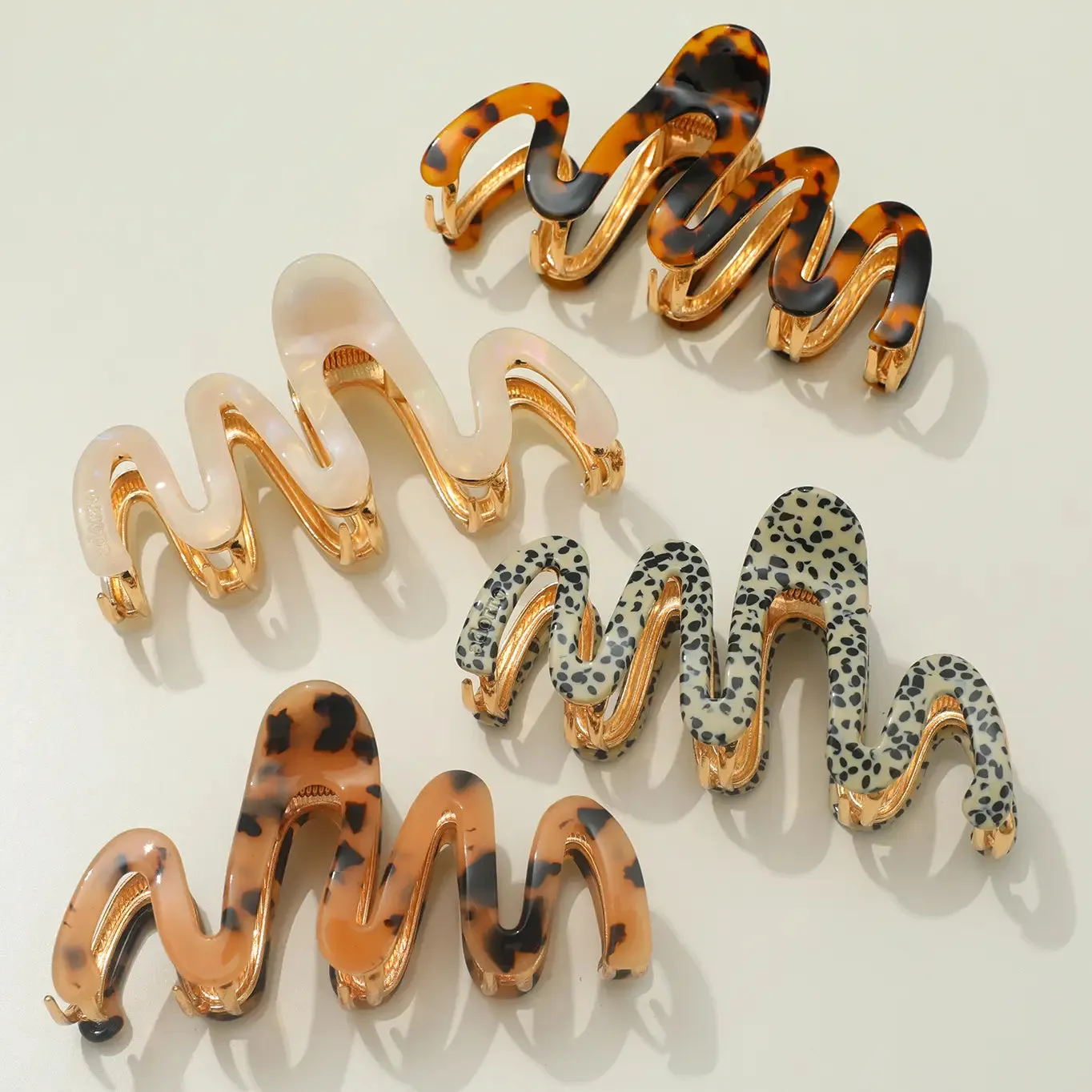 Assorted Gold Squiggle Claw Clips