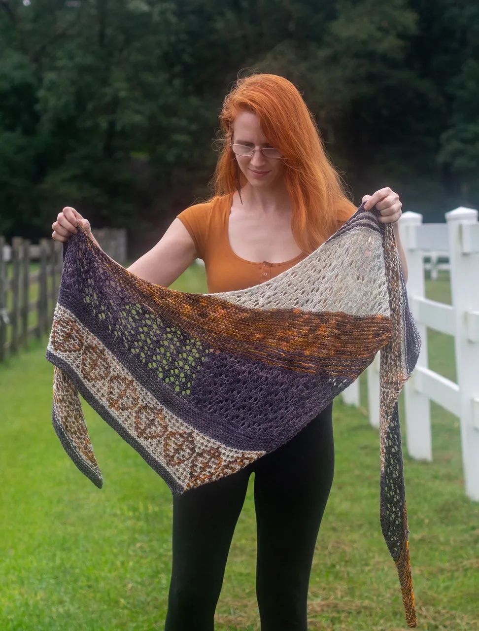 Autumn Crunch Shawl DK Weight Hand Knitting Pattern