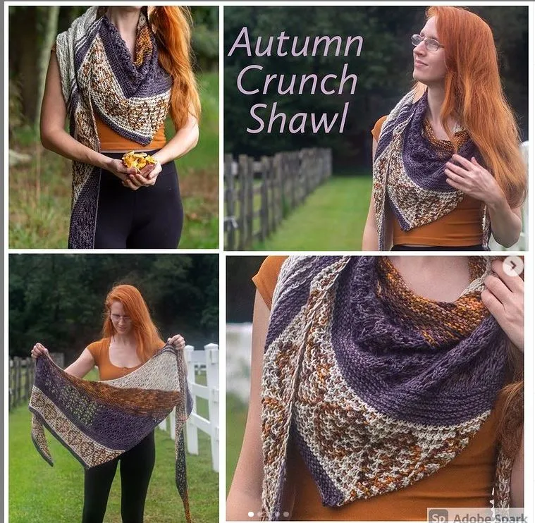 Autumn Crunch Shawl DK Weight Hand Knitting Pattern