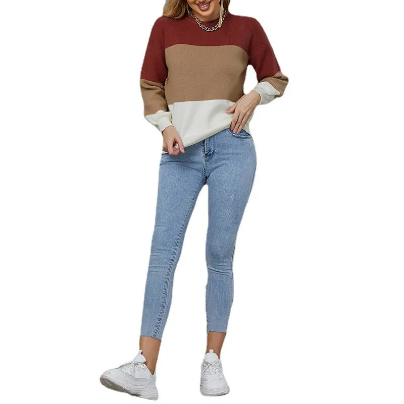 Autumn Women's New Fashion  Neck Long Sleeve Slim Knitted SWEATER RJ