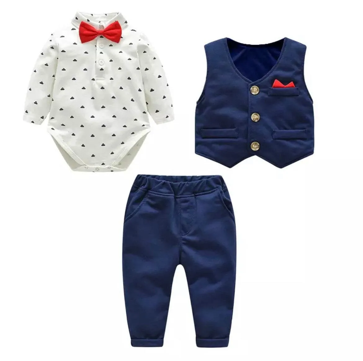 Baby Boy Formal Suit Set   Hat   Waistcoat