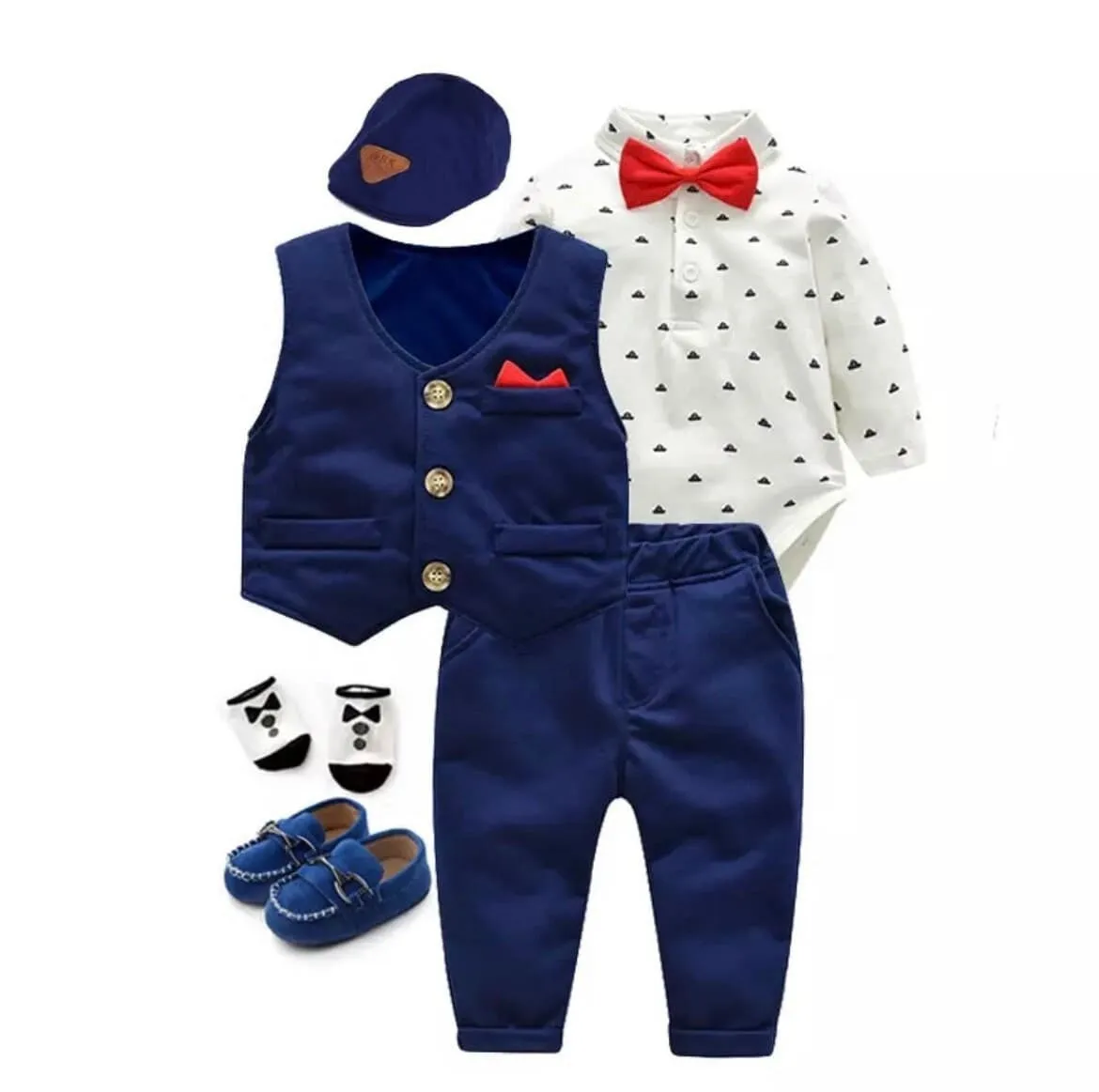 Baby Boy Formal Suit Set   Hat   Waistcoat