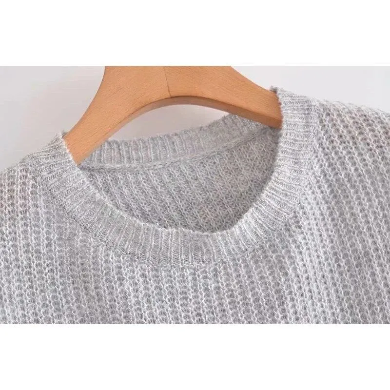 Backless Knitted Pullovers Long Sleeve Sweater