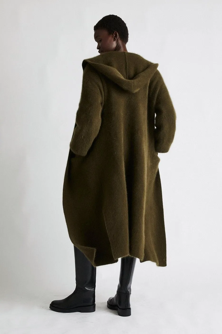   Beryll Cashmere Coat with Hood | Kelp Green