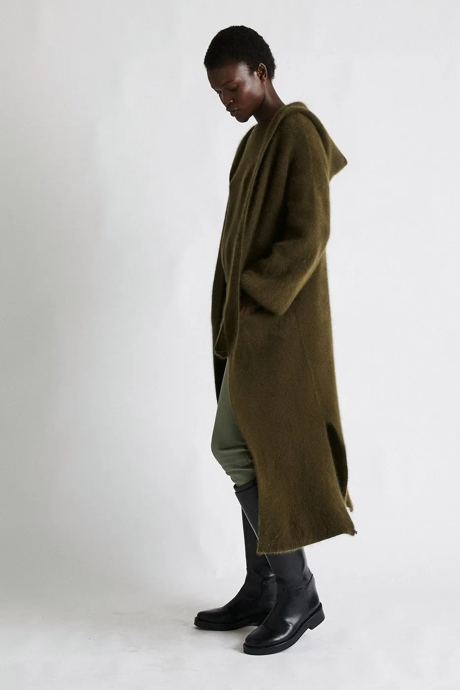   Beryll Cashmere Coat with Hood | Kelp Green