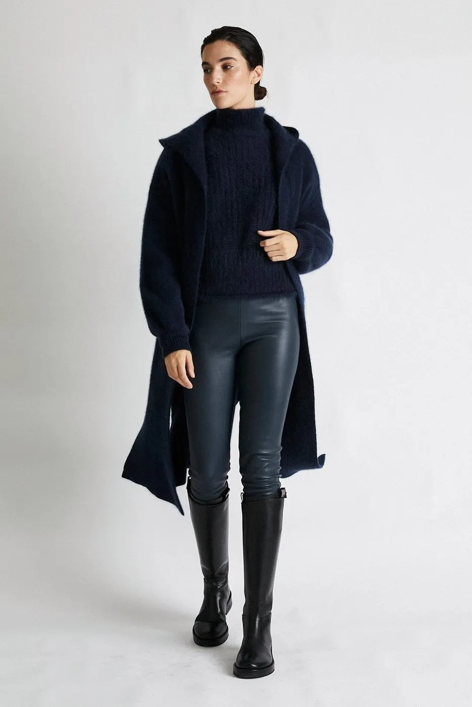   Beryll Cashmere Coat with Hood | Navy Blue