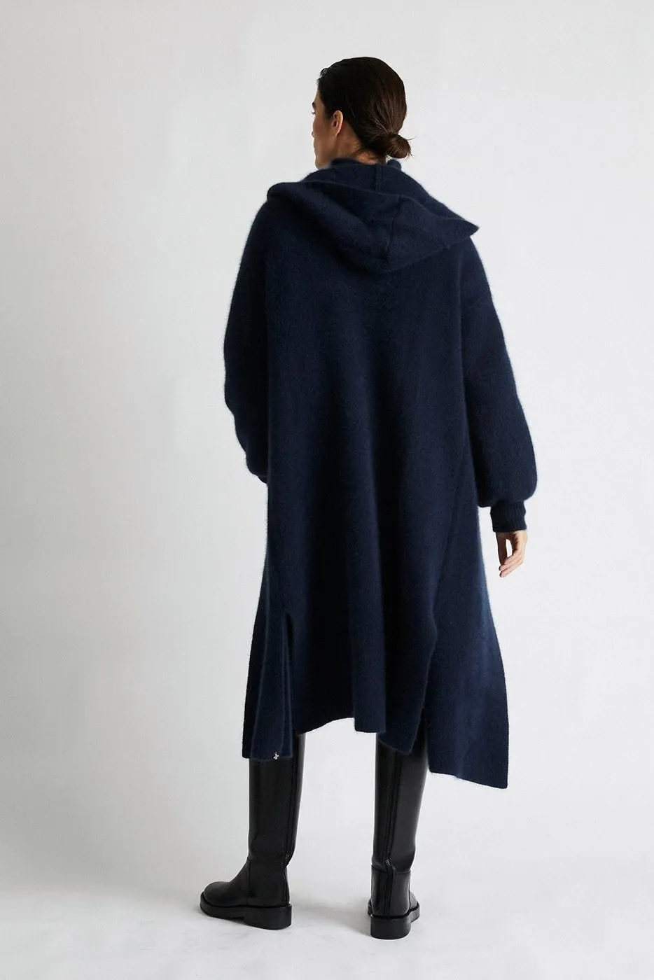   Beryll Cashmere Coat with Hood | Navy Blue