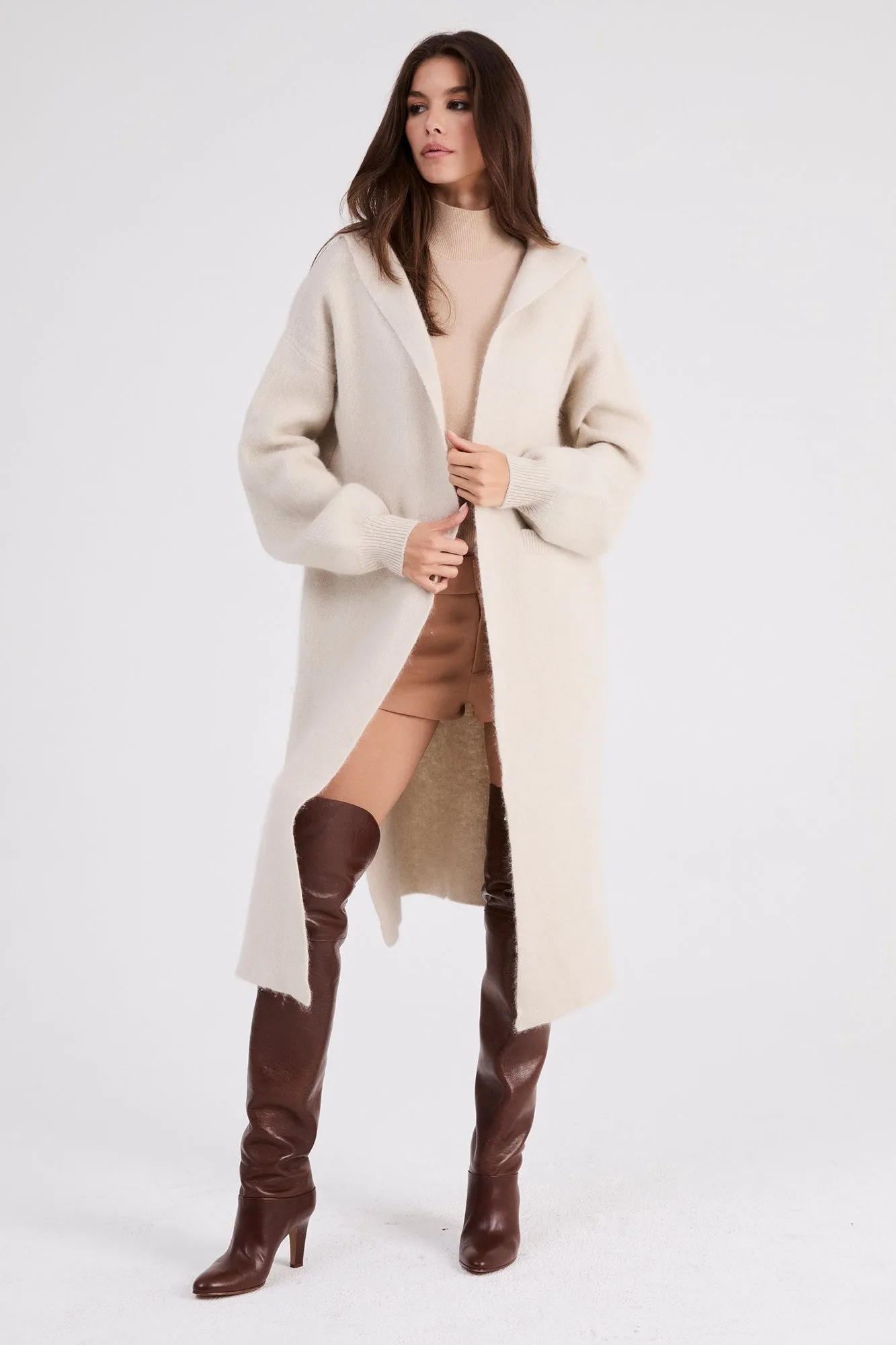   Beryll Cashmere Coat with Hood | Shell Beach