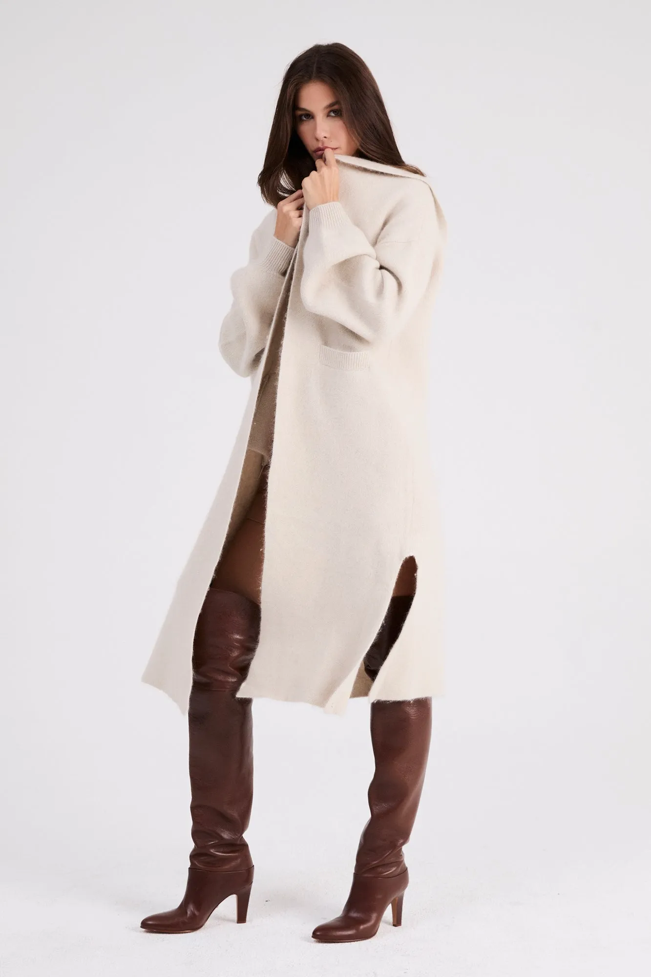   Beryll Cashmere Coat with Hood | Shell Beach