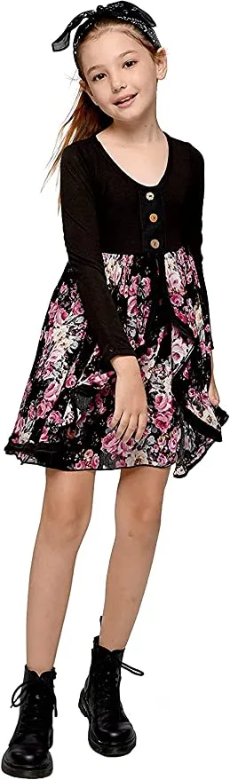 Big Girls Busy Floral Print Dress