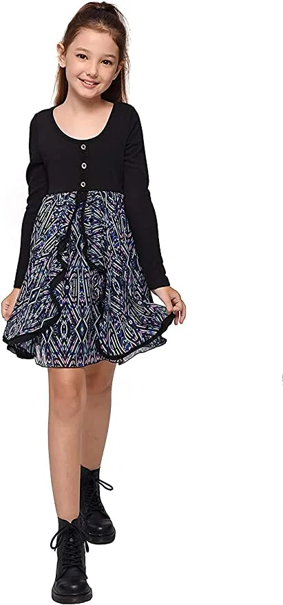 Big Girls Geometric Abstract Print Dress