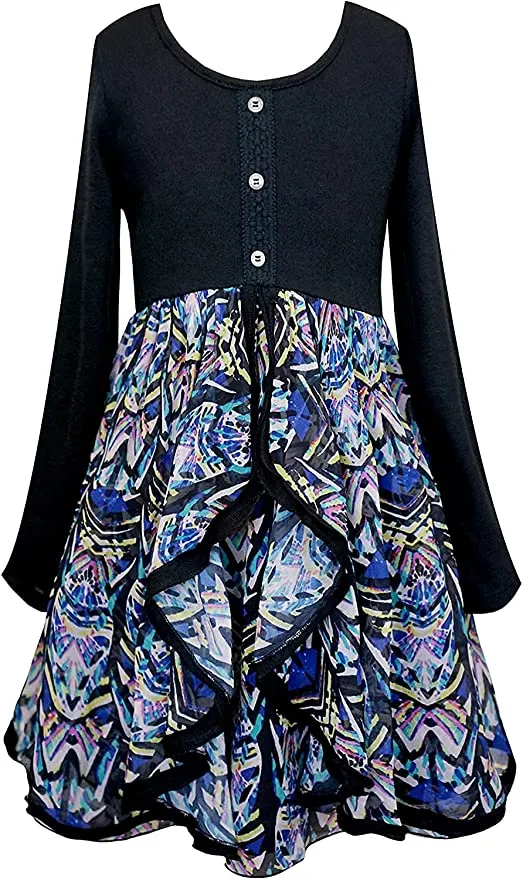 Big Girls Geometric Abstract Print Dress