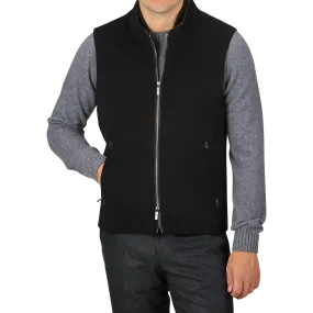 Black Water Repellent Cashmere Gilet