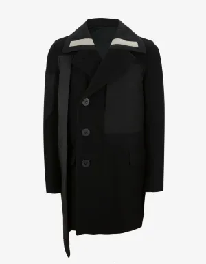 Black Wool Caped Sphinx Peacoat Jacket