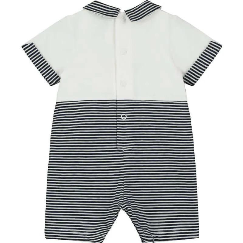 Boys Navy Knitted Nautical Romper