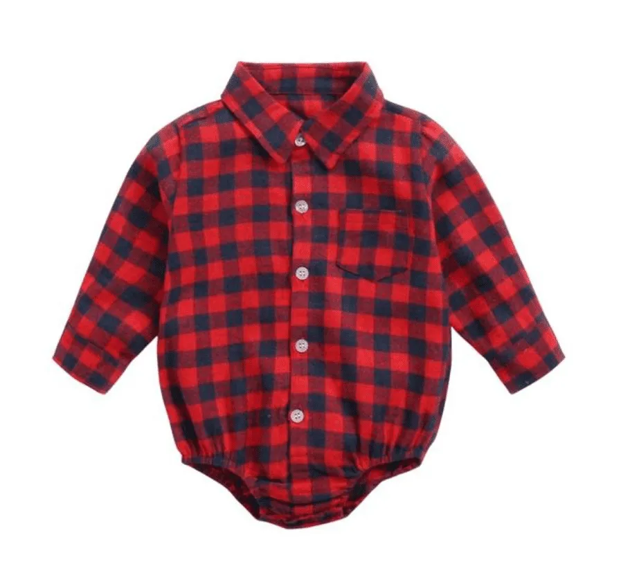 Boys Plaid Check Shirt - Red & Black