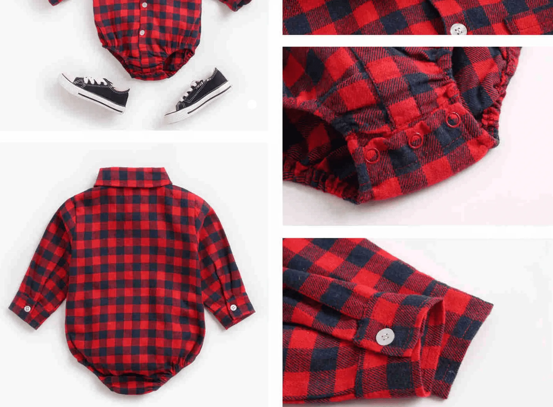 Boys Plaid Check Shirt - Red & Black