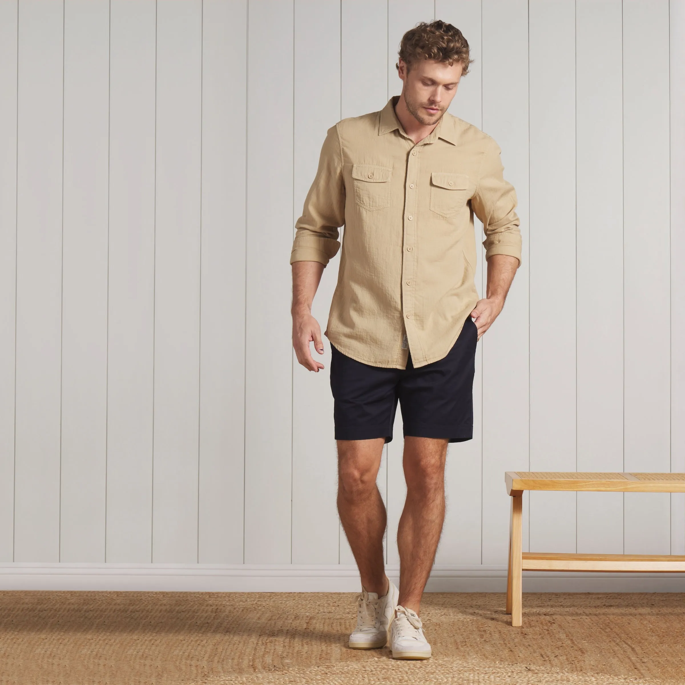 Brando Lightweight Double Cloth Shirt - Safari