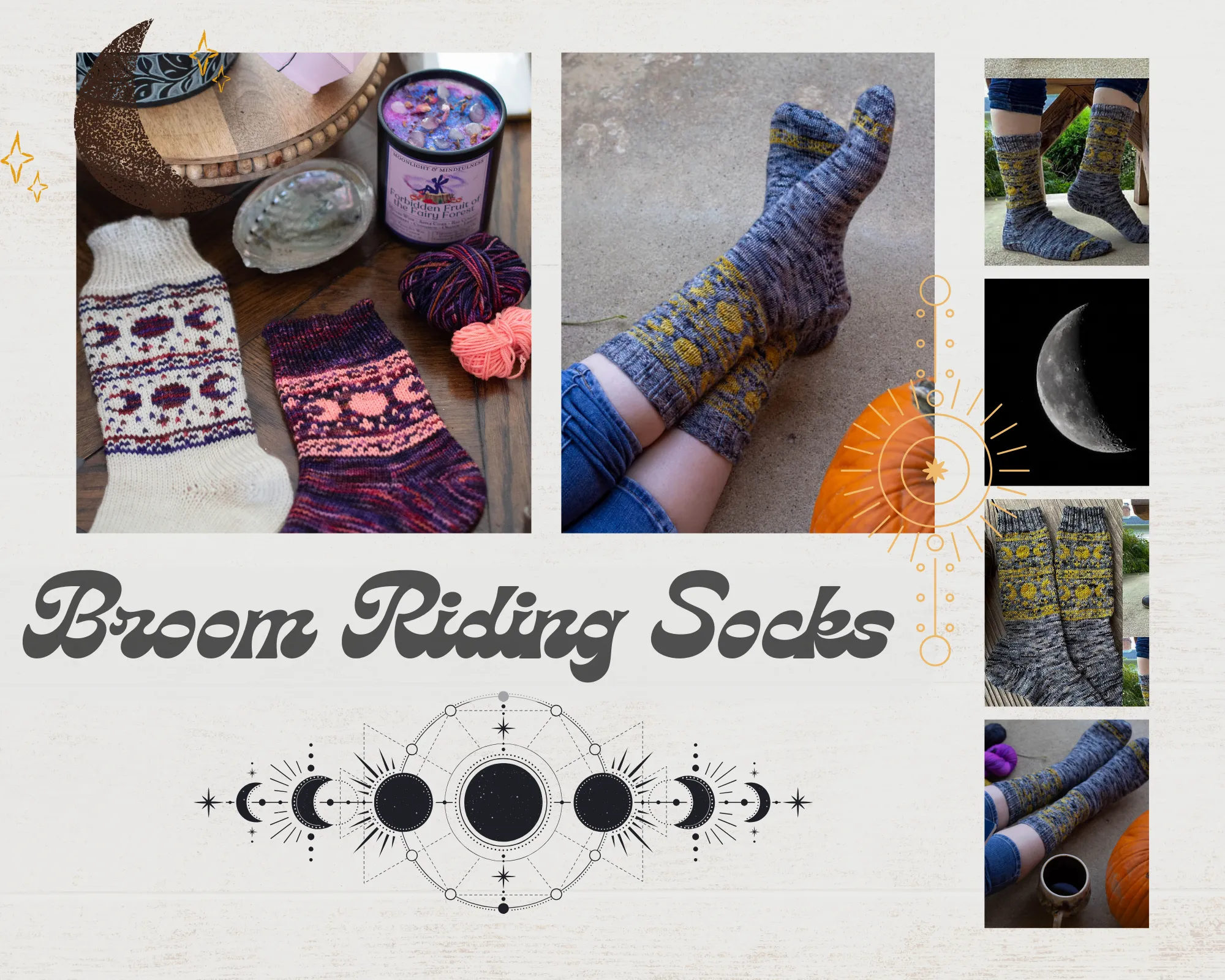 Broom Riding Socks Fingering Sock Knitting Pattern