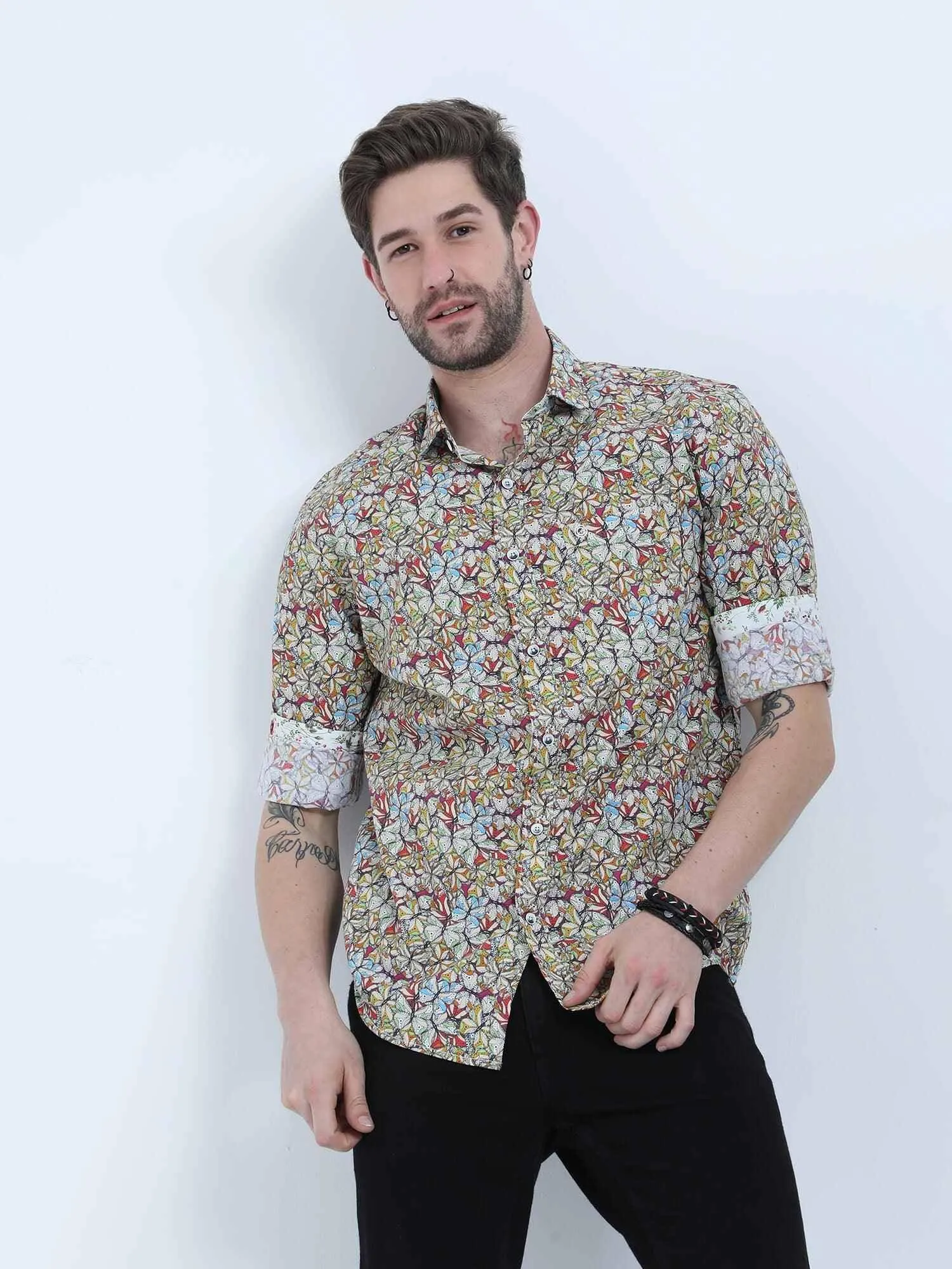 Butterfly Mosaic Digital Printed Full Shirt