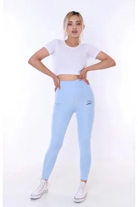 Buzzard Women's High Waist Baby Blue Long Tights Leggings