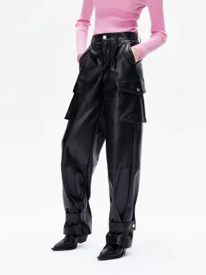 Cargo PU Leather Pants