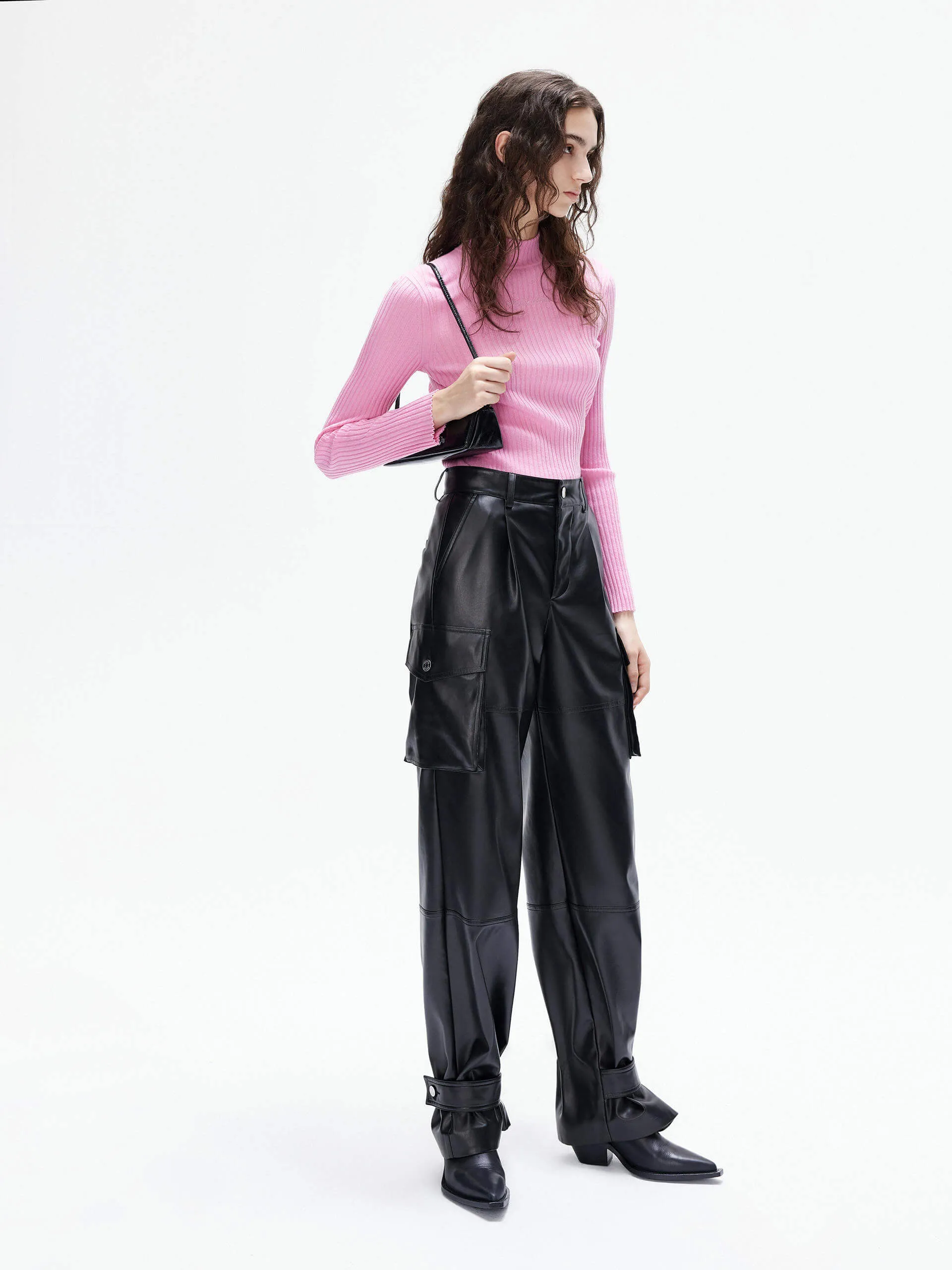 Cargo PU Leather Pants