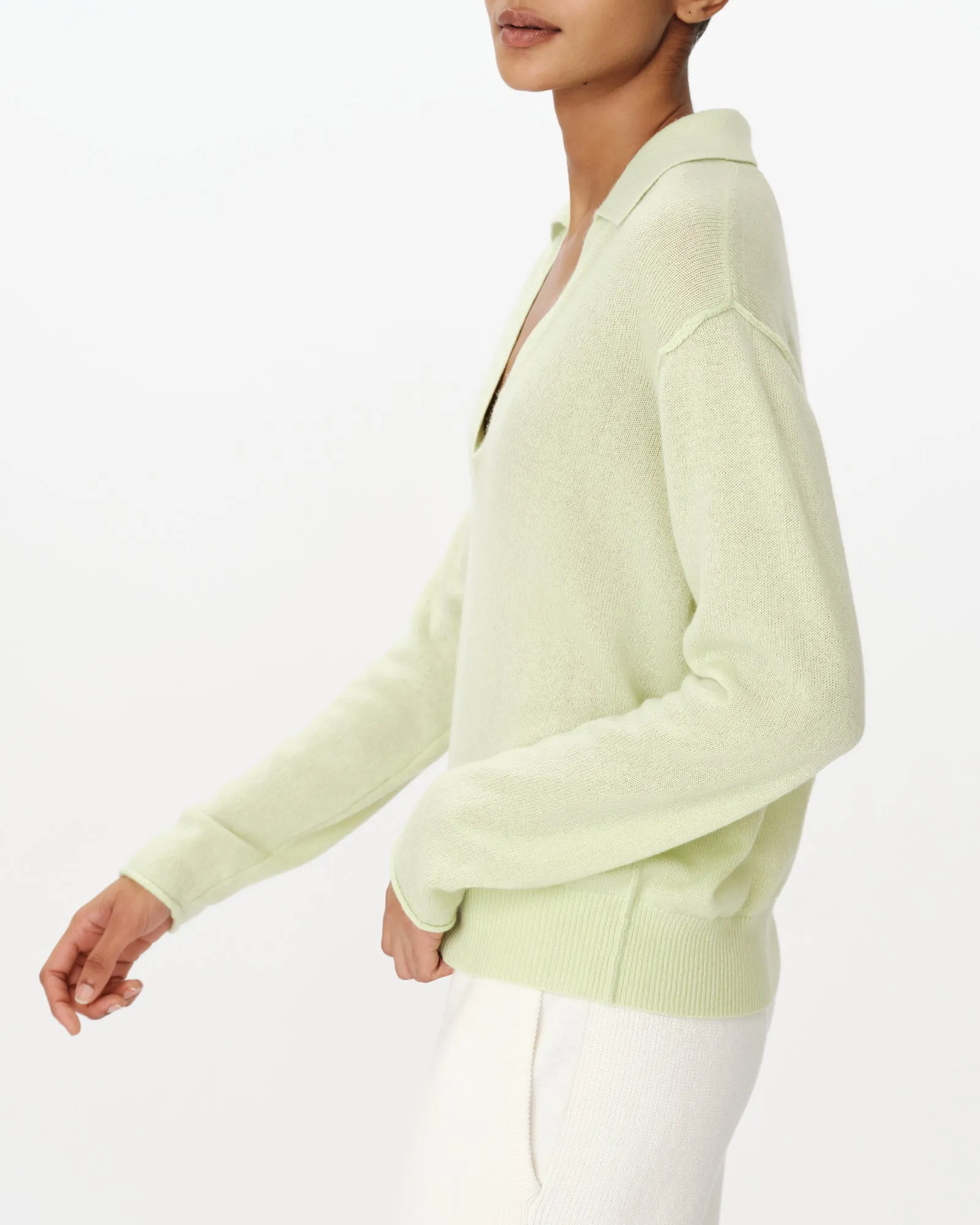 Cashmere Oversized Polo Sweater - Mint Tint