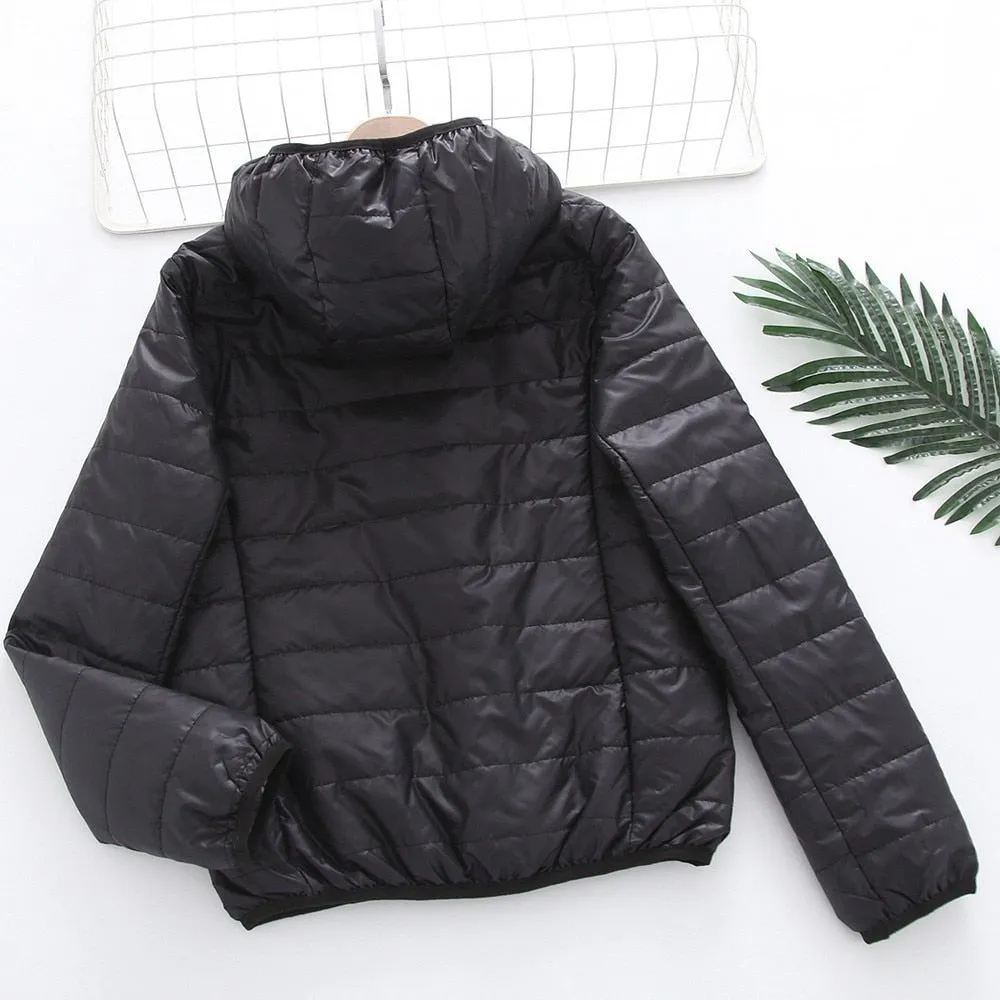 Casual Trendy Women's Basic Slim Down Jacket With Hood