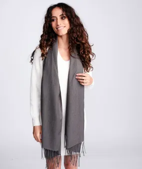 Charcoal Pashmina Style Scarf with Fringe Detail