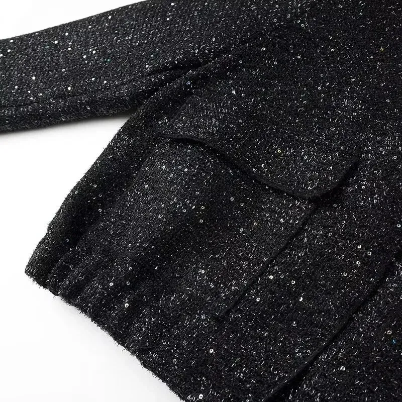 Chic long sleeves Sequined Bomber Jacket Fall coat