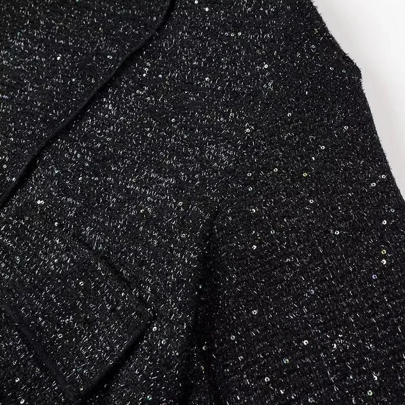 Chic long sleeves Sequined Bomber Jacket Fall coat