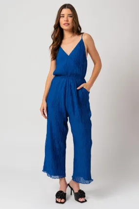 Cobalt Pleated Surplice Jumpsuit