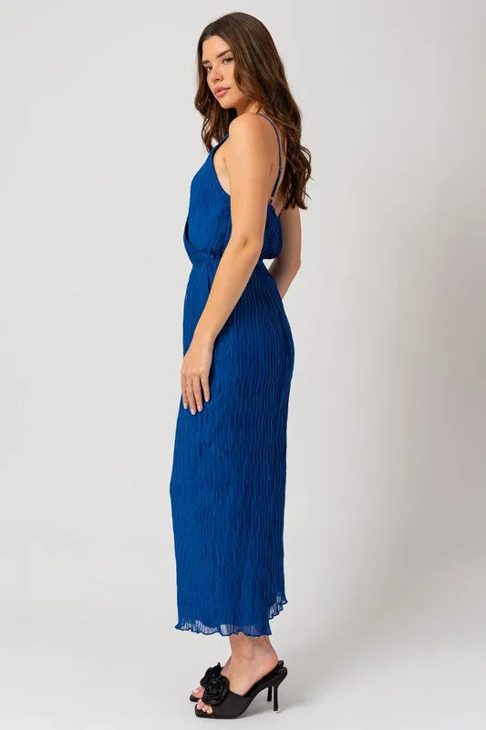 Cobalt Pleated Surplice Jumpsuit