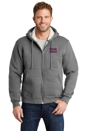 CornerStone Sherpa-Lined Hooded Fleece Jacket, Grey