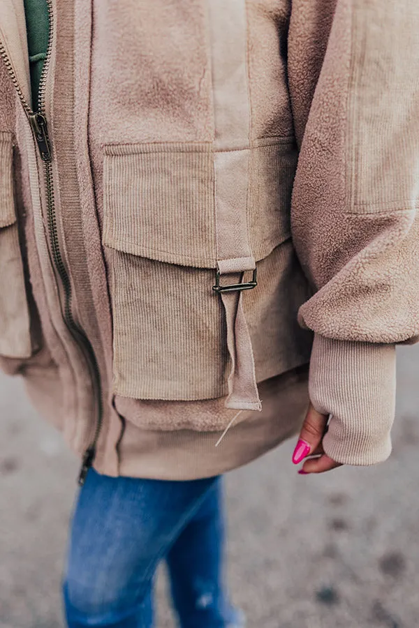 Cozy World Sherpa Corduroy Jacket in Iced Latte