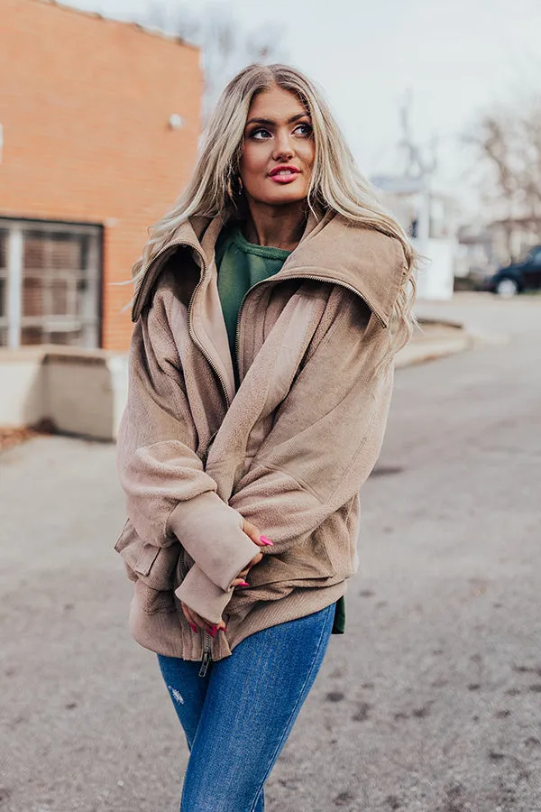 Cozy World Sherpa Corduroy Jacket in Iced Latte