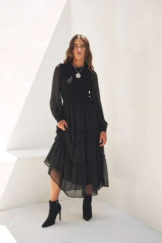 Crinkle Queen Chiffon Sweater Dress