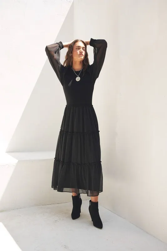 Crinkle Queen Chiffon Sweater Dress